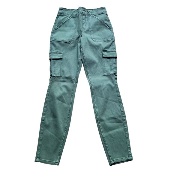 Spanx Size M Sage Green Cotton Rayon Blend Stretch Twill Ankle Cargo Pants - Picture 3 of 16
